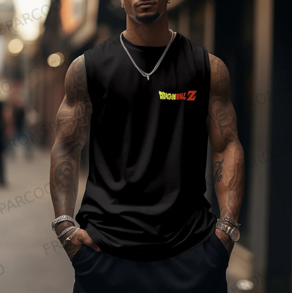 Men’s Dragon Ball Anime Style Tank Top Sleeveless Casual Gym Workout Tee gallery