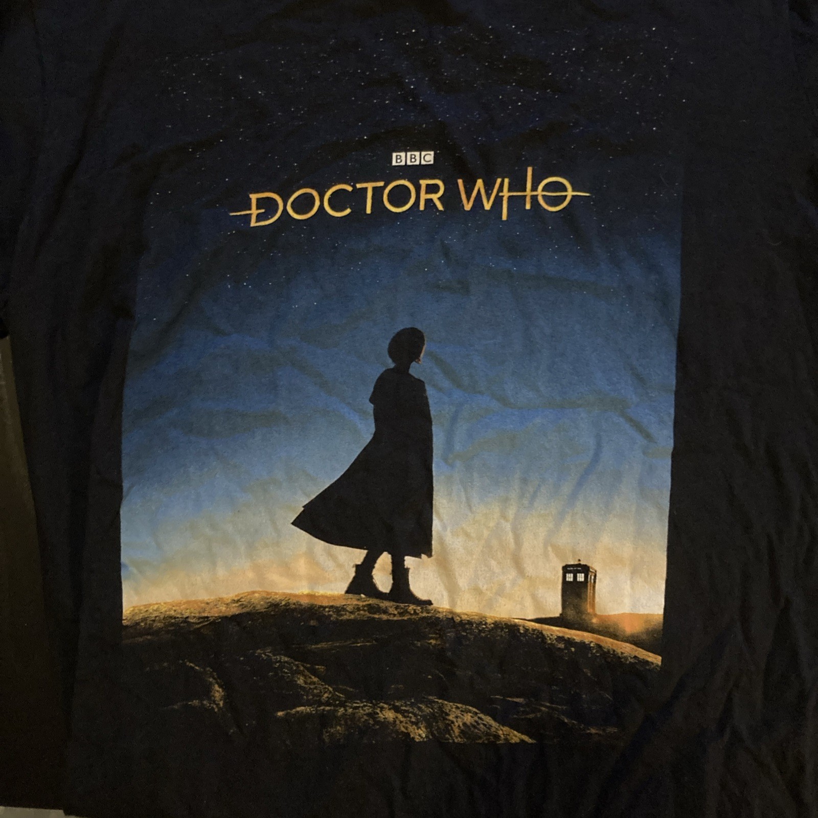 Doctor Who BBC 2018 Black T-shirt Size XL Titan Sunset w/ Silhouette gallery