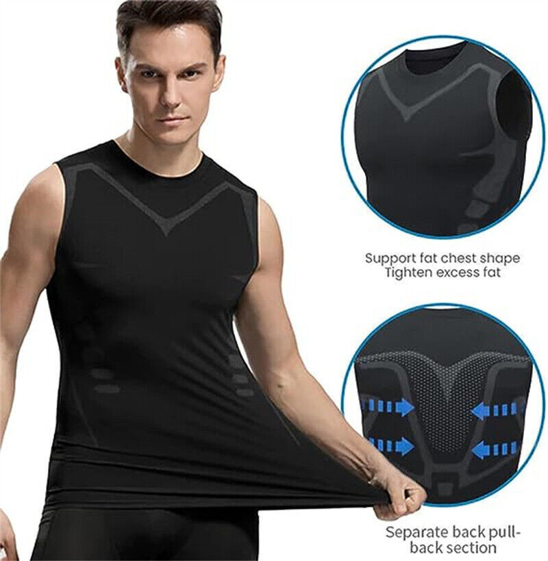 Men Classic Body Shaper Posture Corrector Vest Abdomen Compression Tops T-Shirt gallery