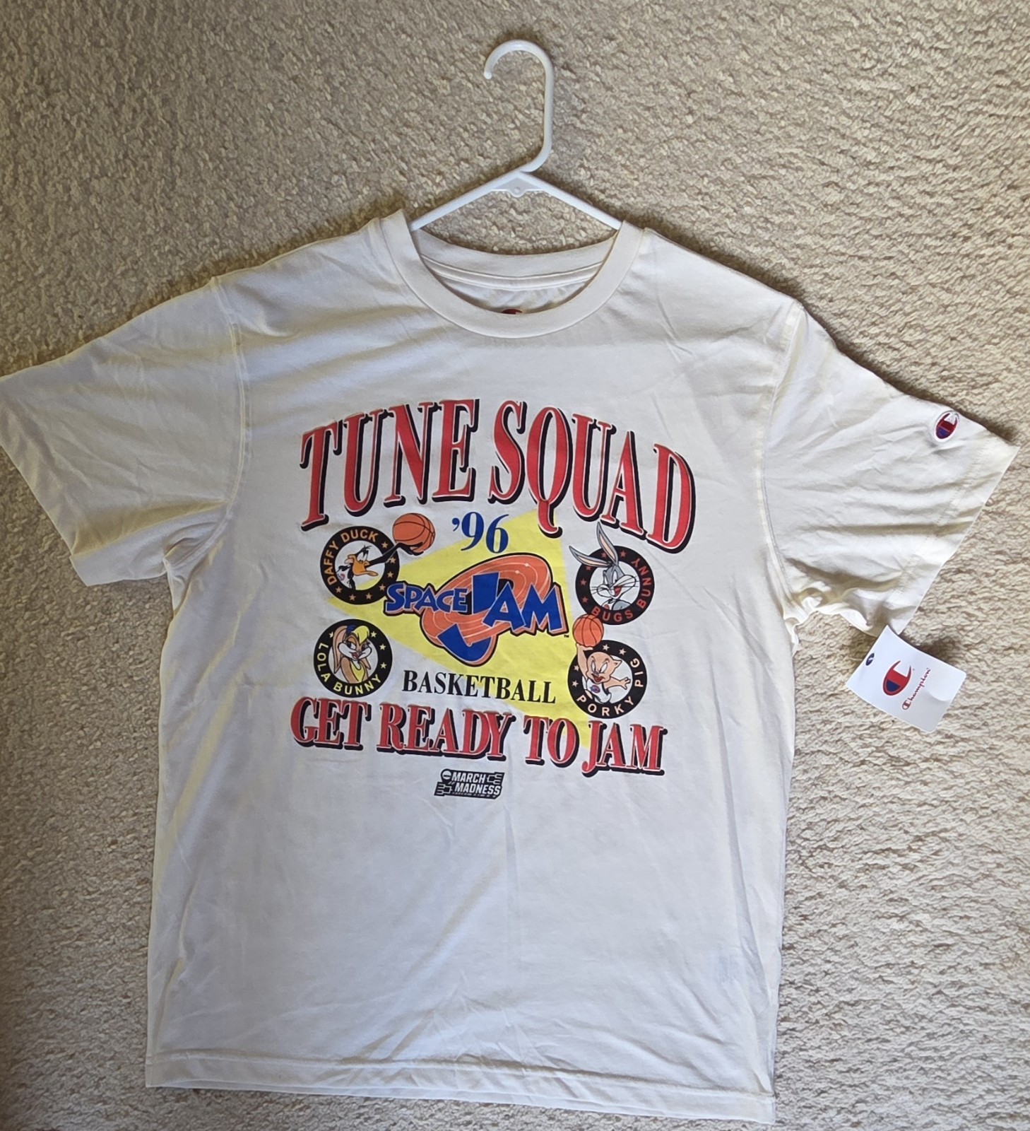 Champion Men’s M White Tune Squad Space Jam Looney Tunes Cotton Crew T-Shirt gallery