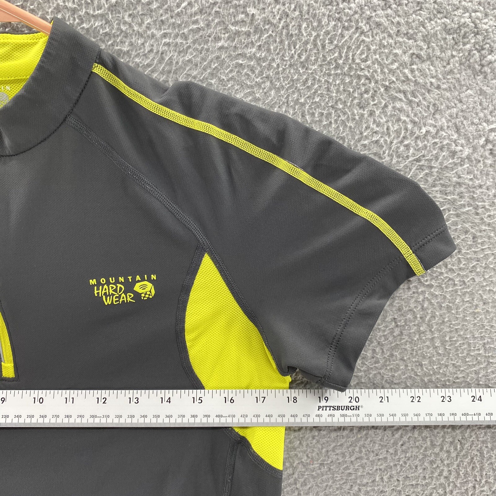 Mountain Hardwear Shirt Men Small Gray Yellow 1/4 Zip Lightweight Mesh Outdoors gallery