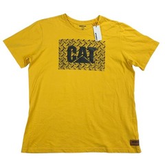 Caterpillar Mens Diamond Plate CAT Logo Graphic Short Sleeve T-Shirt Yellow XL