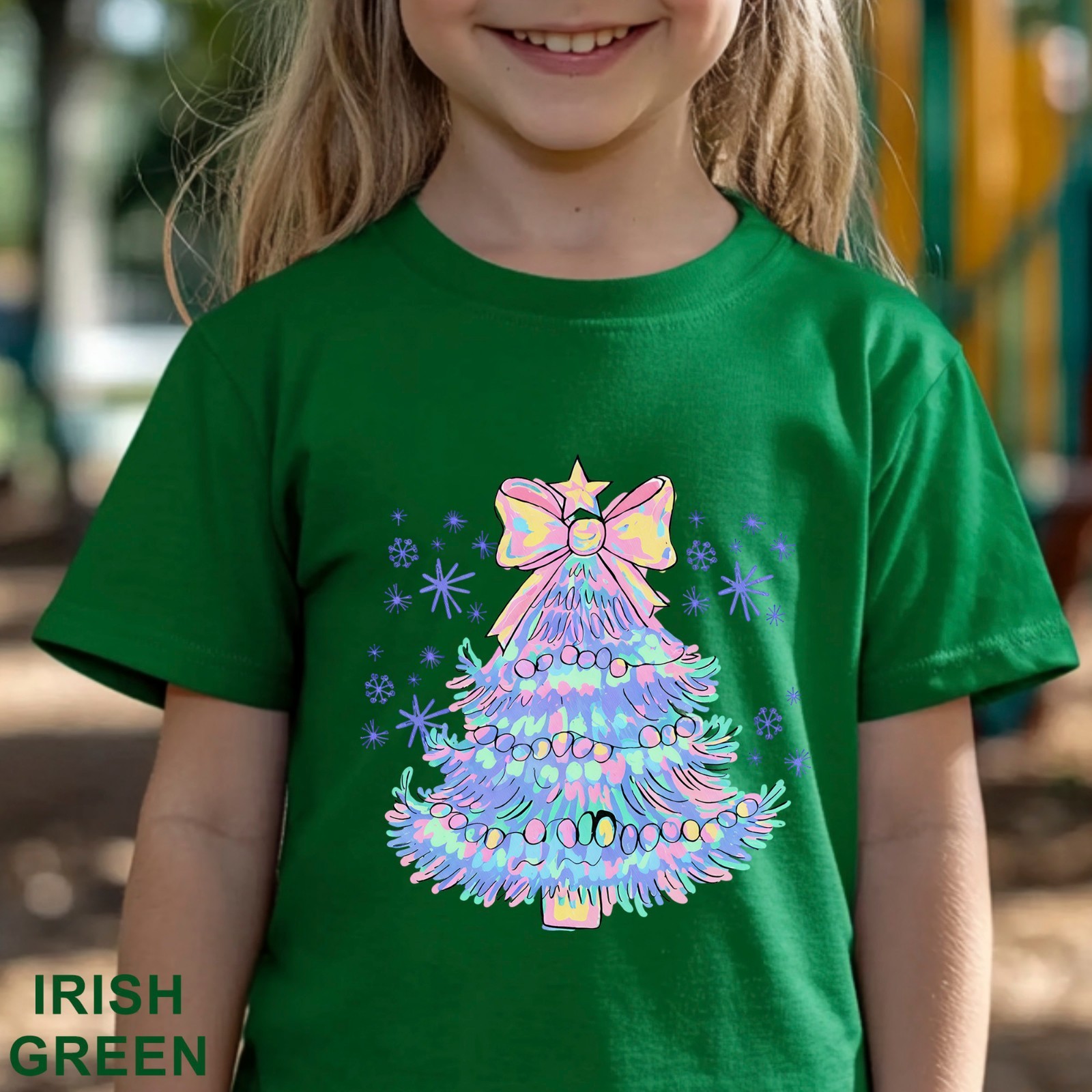 Pastel Holographic Christmas Tree Shirt, Coquette Christmas Tree Shirt, 203704 gallery