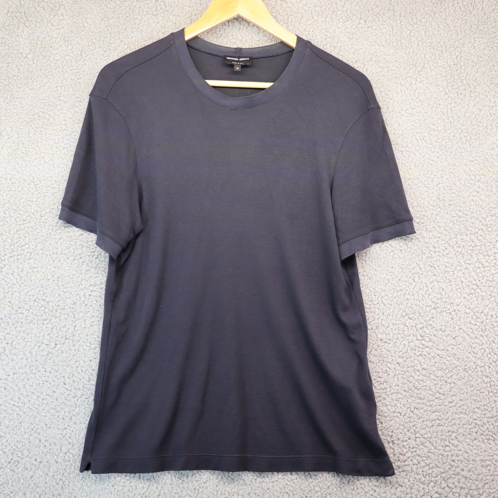 Vtg 2000s Giorgio Armani Le Collezioni Ribbed T-Shirt Black Italy sz 48