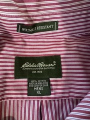 Eddie Bauer Wrinkle Resistant Red Stripe Button Down Shirt XL Cotton