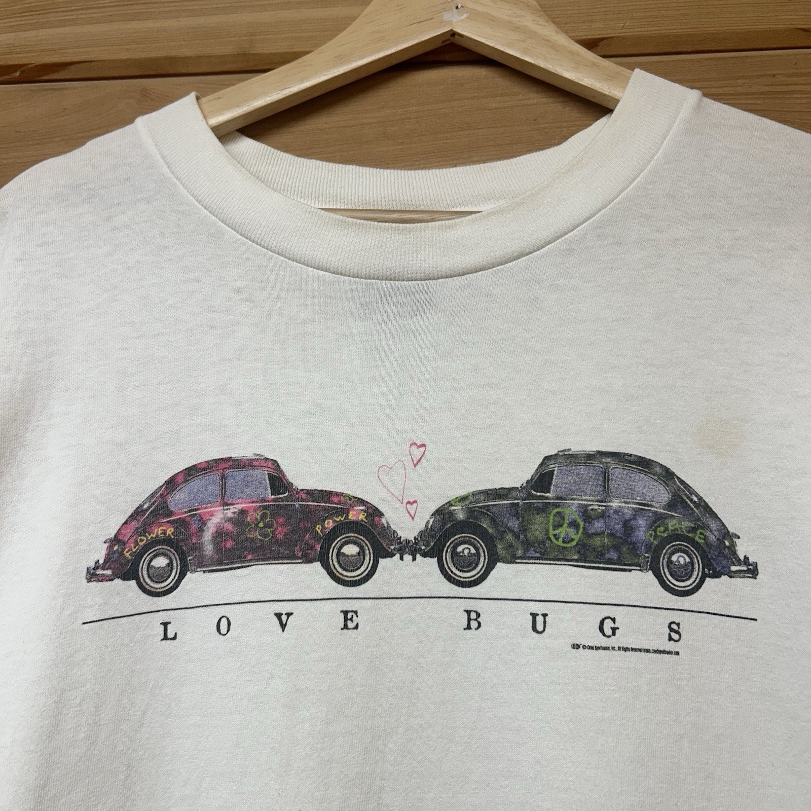 Vintage 90s Volkswagen Beetle “Love Bugs” Car Graphic T Shirt Size XL gallery