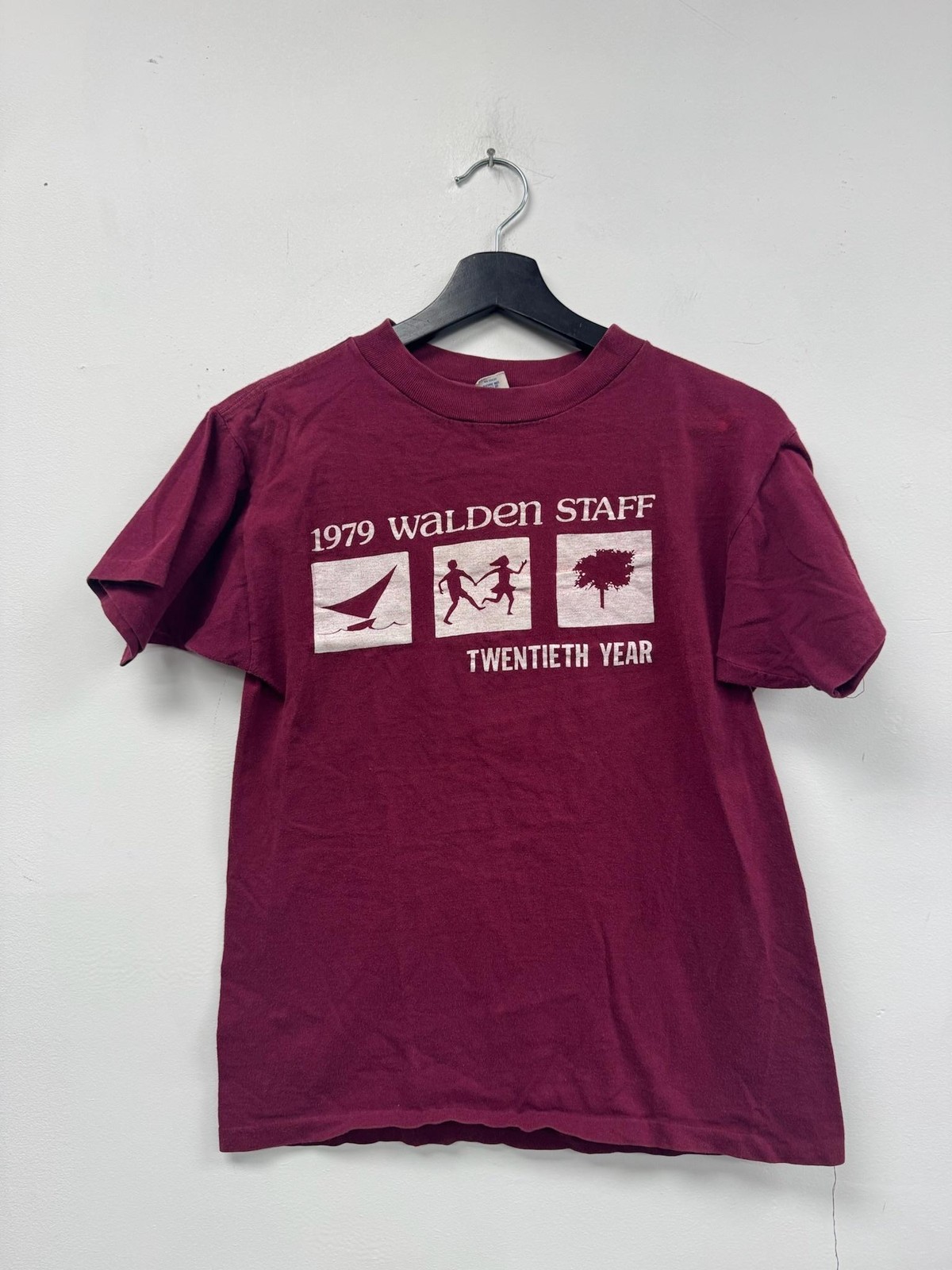 Vintage Walden Staff Artex Shirt Mens Small Maroon 1979 Camp Twentieth Year 70s