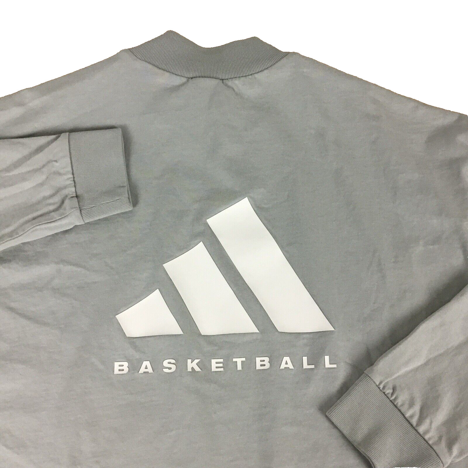 Adidas Basketball Mens Large Gray Mock Neck Long Sleeve Graphic T-Shirt L