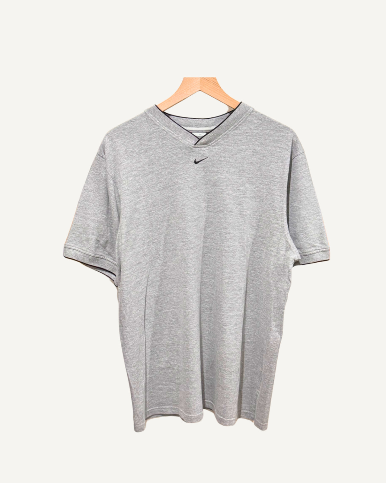 Vintage Y2K Nike Center Swoosh Crossover V-Neck T-Shirt - Heather Grey XL gallery