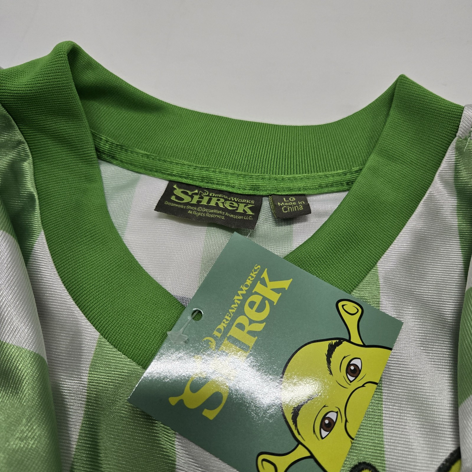 NWT Shrek Striped Football Jersey Embroidered 01 Green White Soccer Shirt XS M L gallery