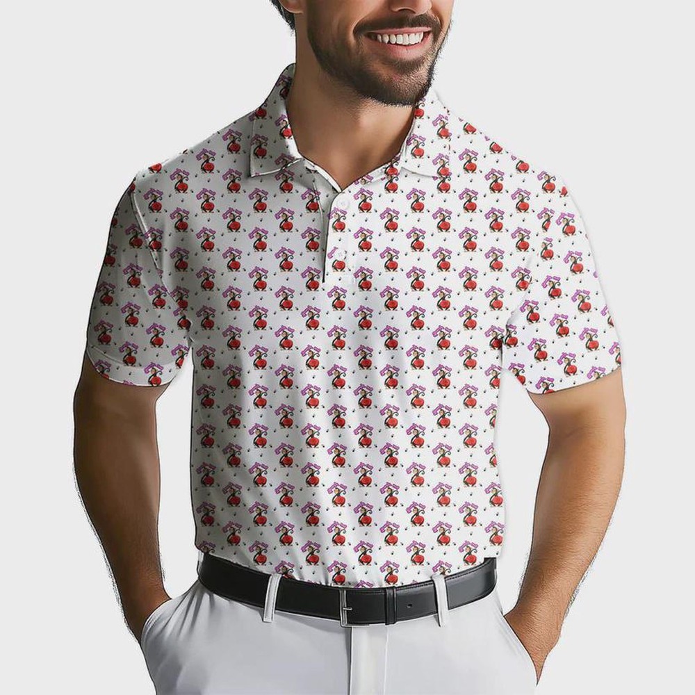 Men s Funny Monkey Polo Shirt: Cheeky Cartoon Monkey Pattern Golf Polo Party