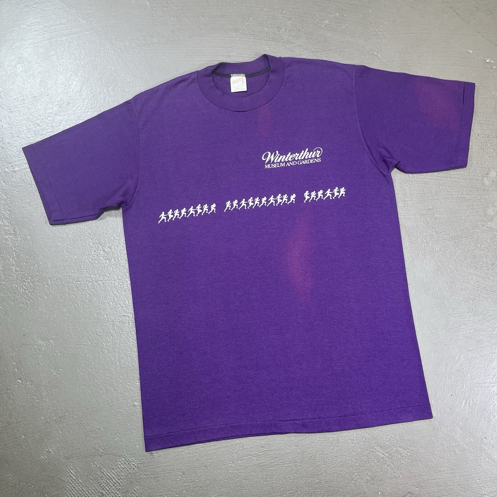 Vintage Winterthur T Shirt Purple Faded 80s Sportswear Running Museum Garden Art gallery