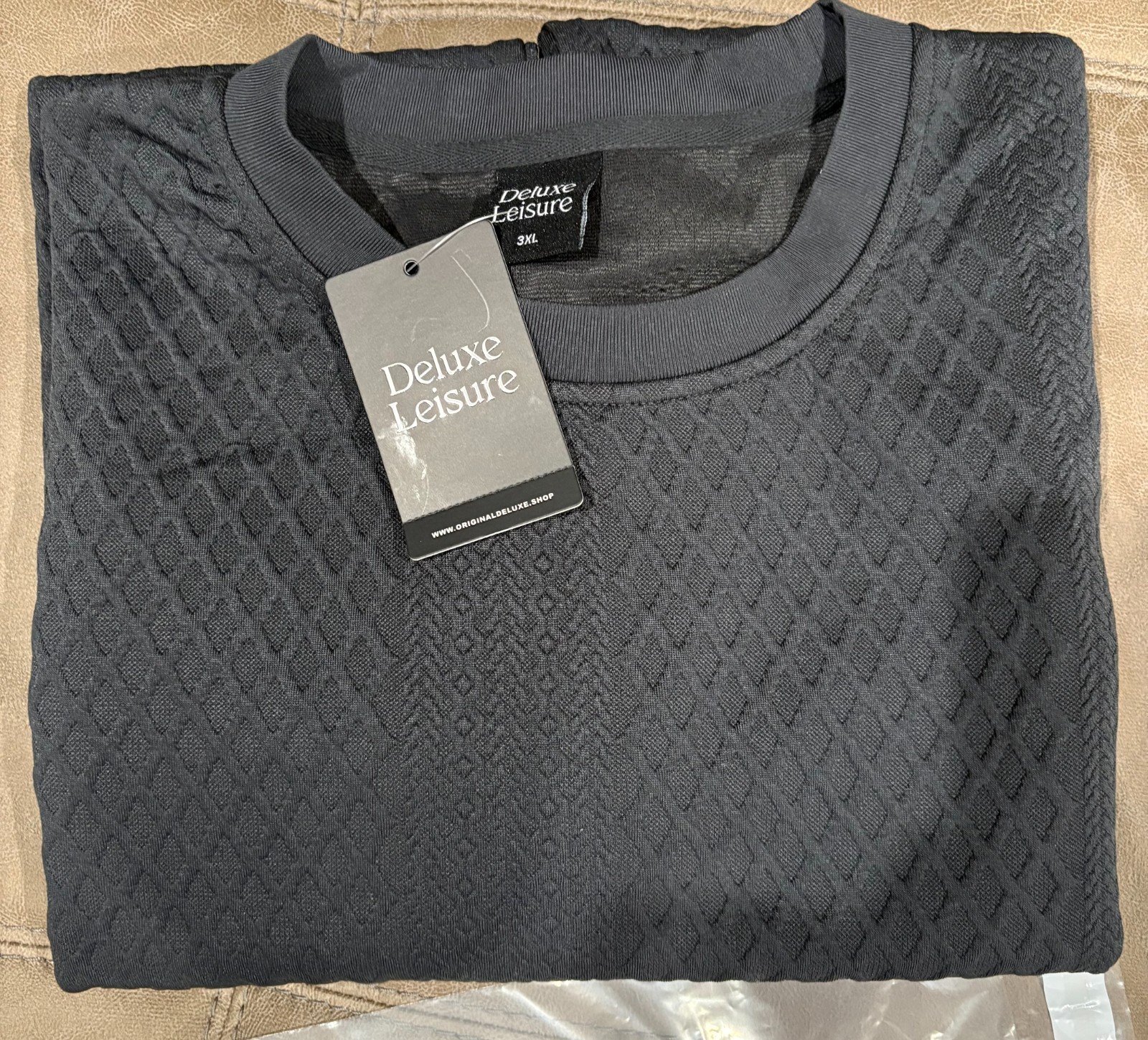 Deluxe Leisure Textured Shirt 3XL Grey Soft Fabric Crew Neck gallery