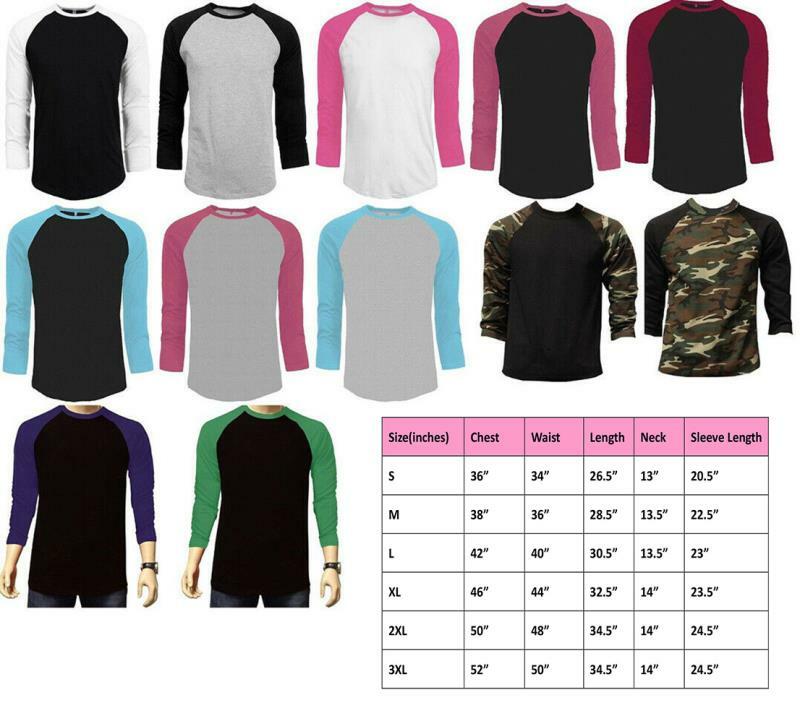Long Sleeve Plain T-Shirt Baseball Tee Raglan Jersey Sports Men’s Tee