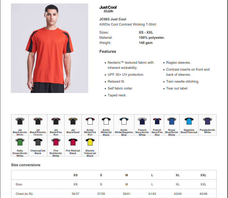 AWDis Men's Contrast Cool T-Shirt Polyester Sports Gym Football Running Active T gallery