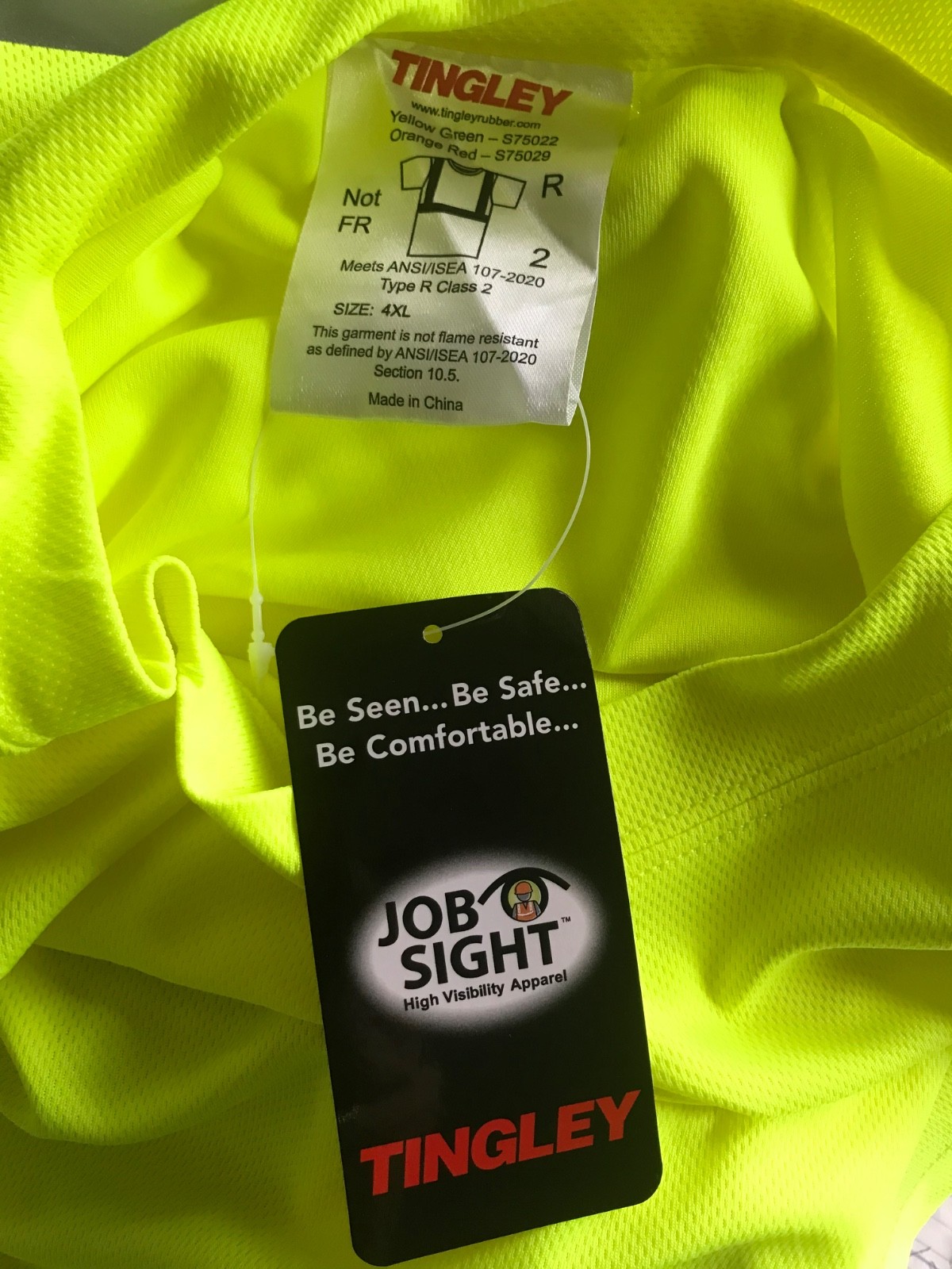 New Reflective Bright Yellow/Green Tingley Short Sleeve Shirt Mens Size 4XL gallery