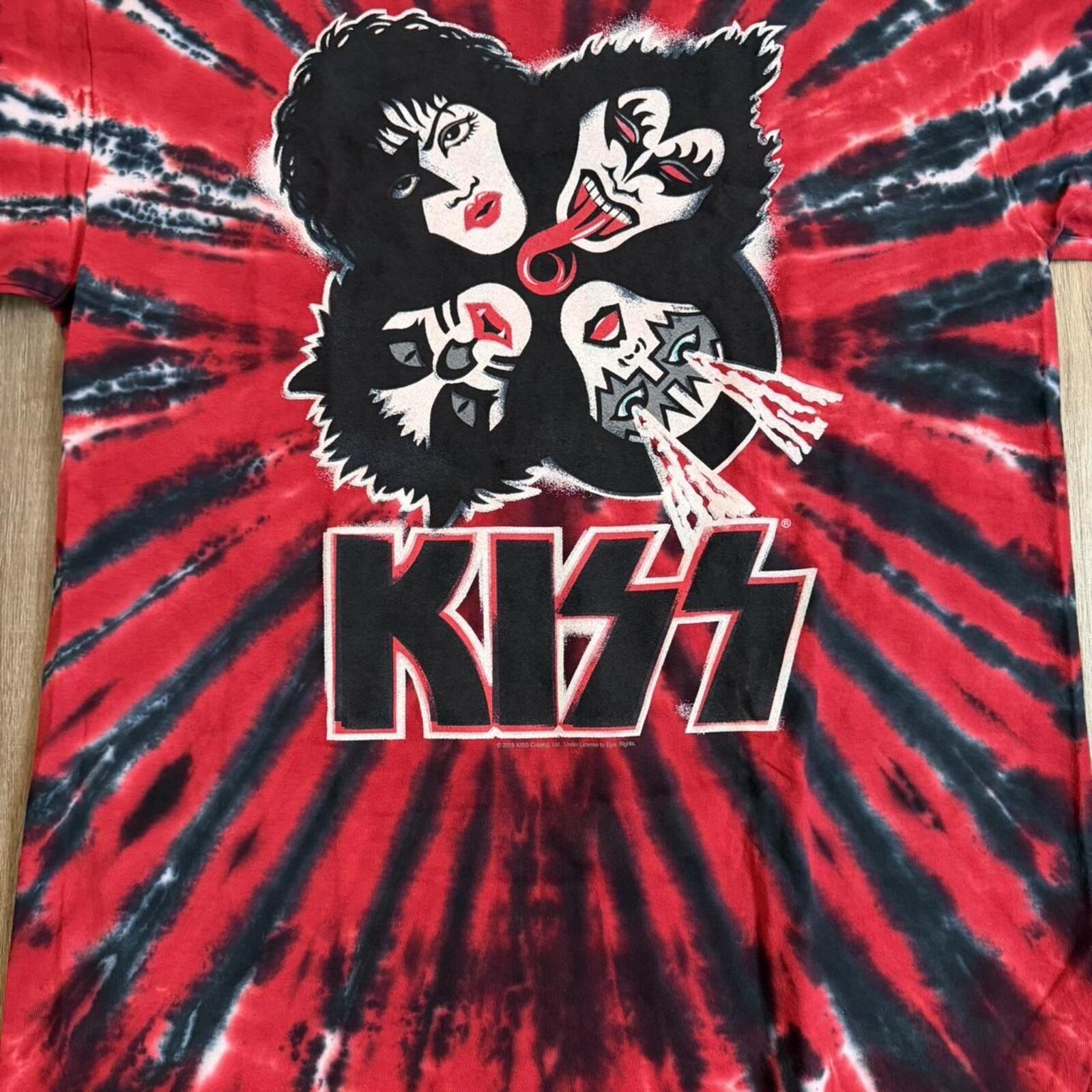 Liquid Blue Kiss band tee with red and black tie-dye KISS size L #bandtee #rock gallery