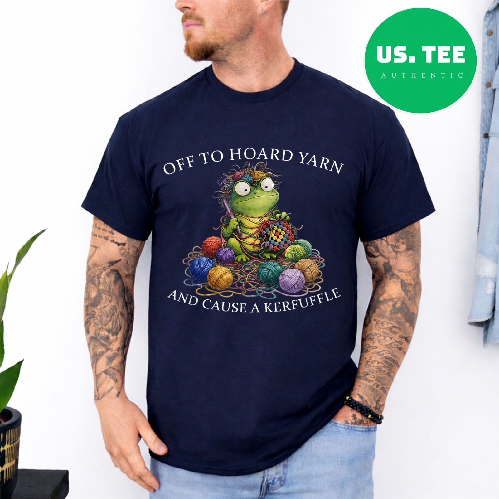Off to Hoard Yarn Frog Knitting Crochet Knitter Yarn Lover T-Shirt gallery