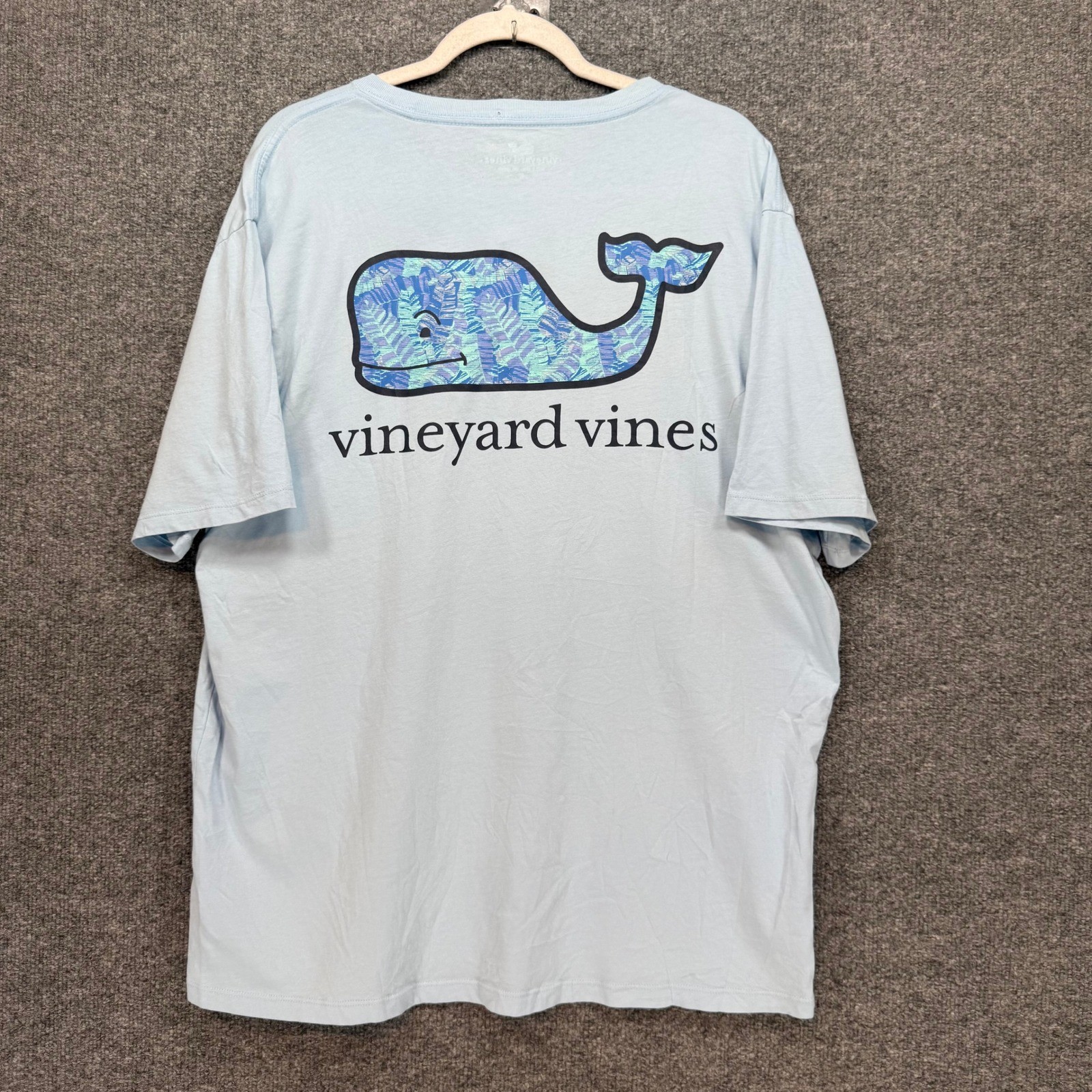 Vineyard Vines Pocket Tshirt Mens Large Blue Whale Palm Graphic Beachy Casual