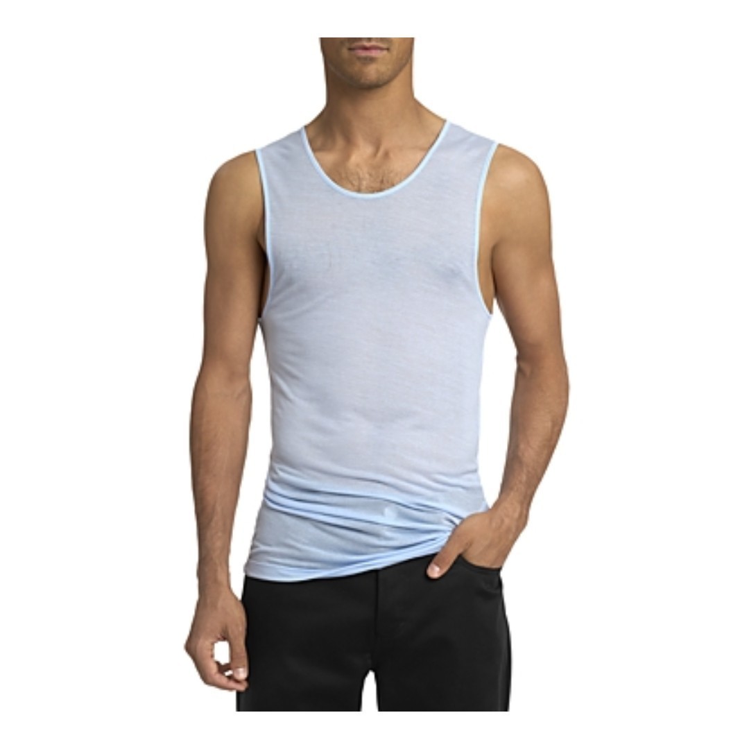 AMI Alexandre Mattiussi Semi Sheer Tank Top Men's M Cashmere Blue Crew Neck gallery