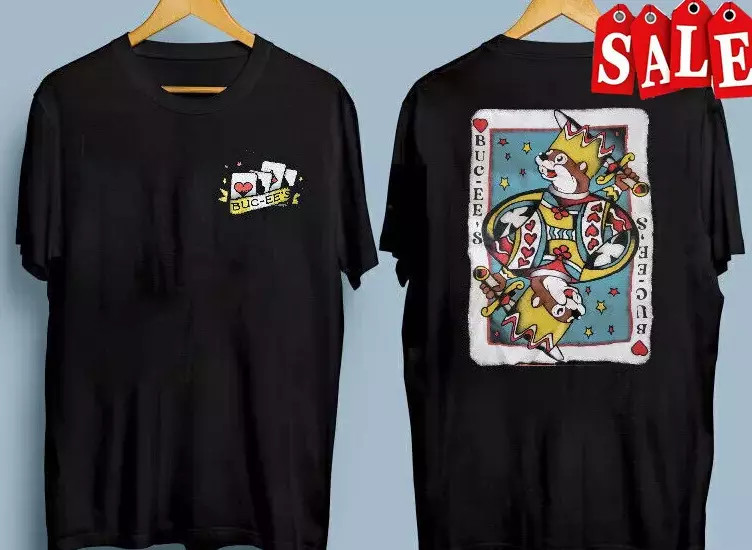 Buc-ees Logo Shirt King Of Hearts Crown Cards New Tee
