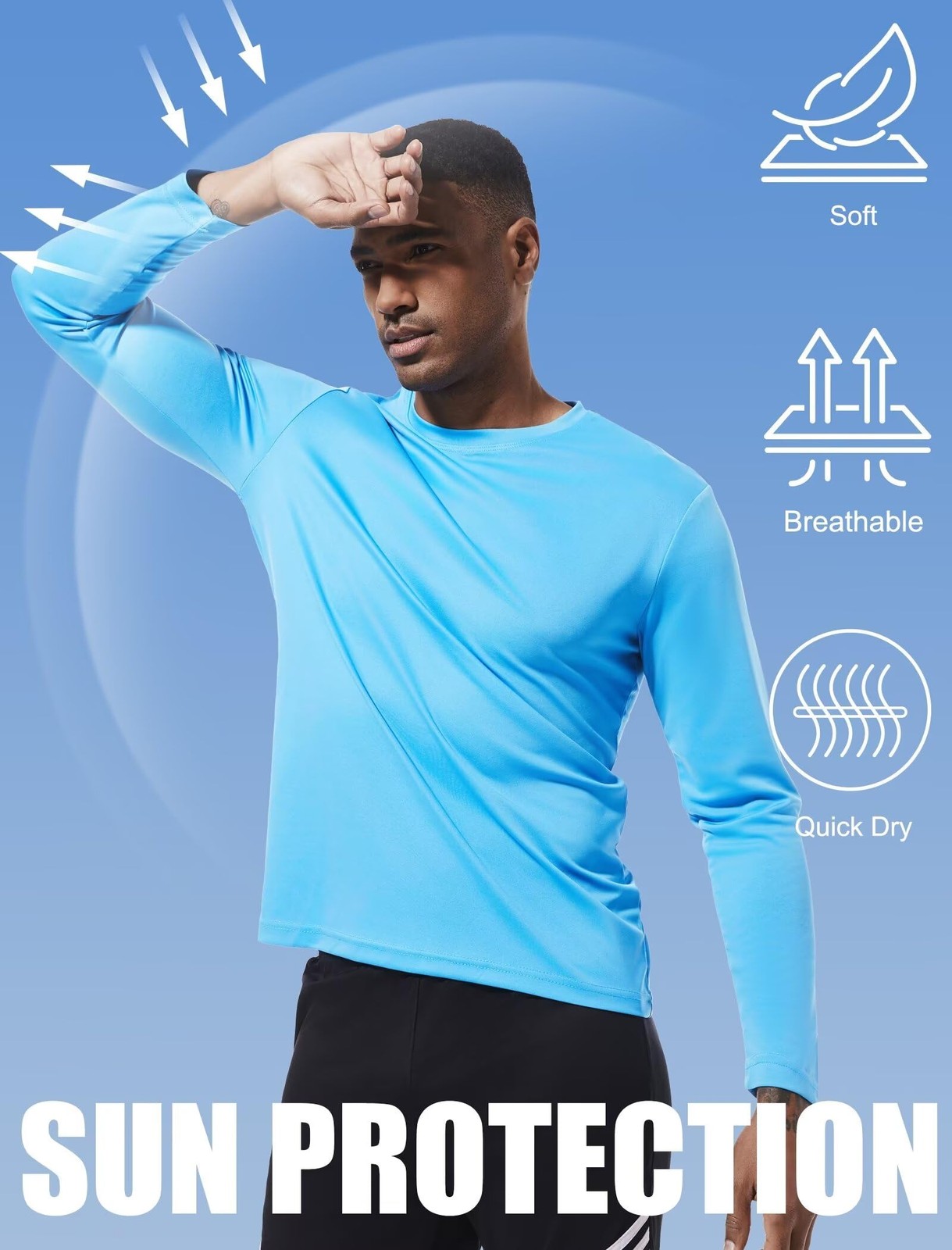 6 Pack Long Sleeve Shirts for Men Moisture Wicking UPF SPF Sun Protection Tee... gallery