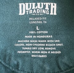 Duluth Trading Co Longtail T Shirt Men’s Large Green Relaxed Fit 100% Cotton