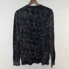 Weatherproof Men’s Henley Dark Gray Abstract Print Long Sleeve Shirt Sz Small