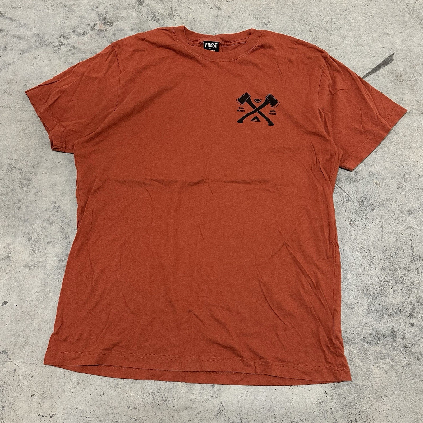 C.C. Filson Alaska Outfitters Hatchet Logo T-Shirt Salmon Fish Fishing Large gallery