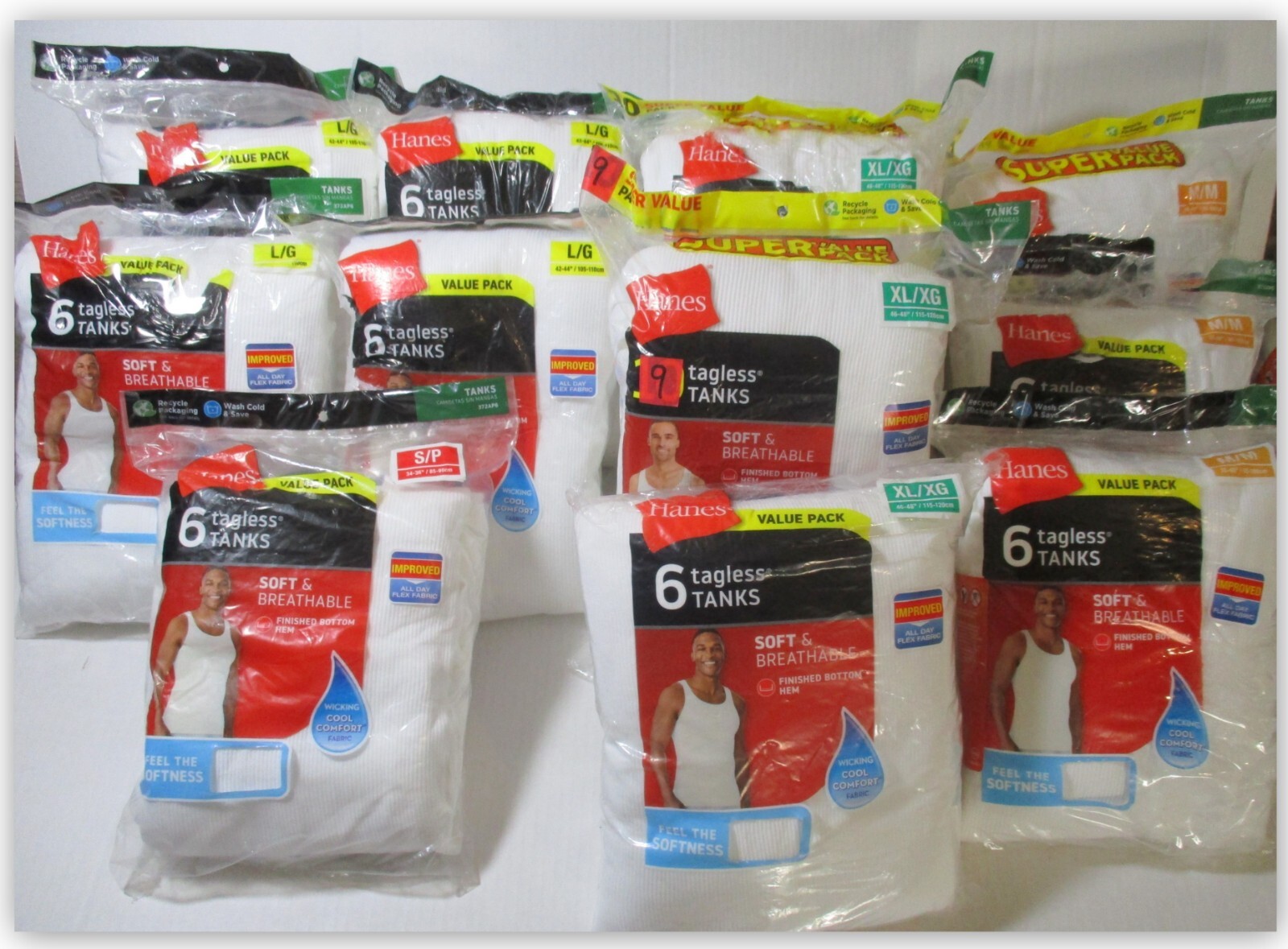 Hanes Cool Comfort white TANKS undershirts soft breathable wicking finished hem gallery