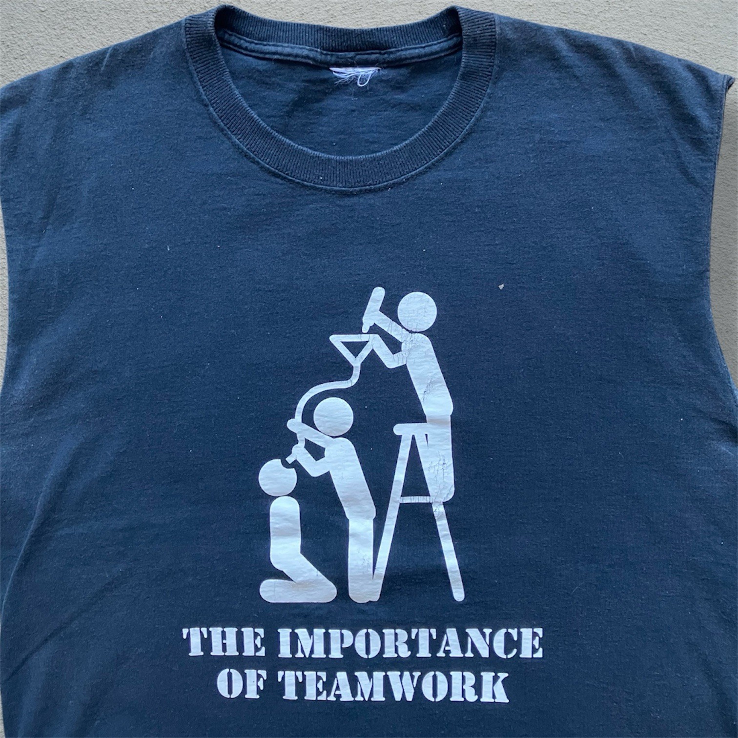 Vintage Y2K Humor Cut Off Tee Shirt Funny Comedy Party Beer Team Work VTG 90s gallery