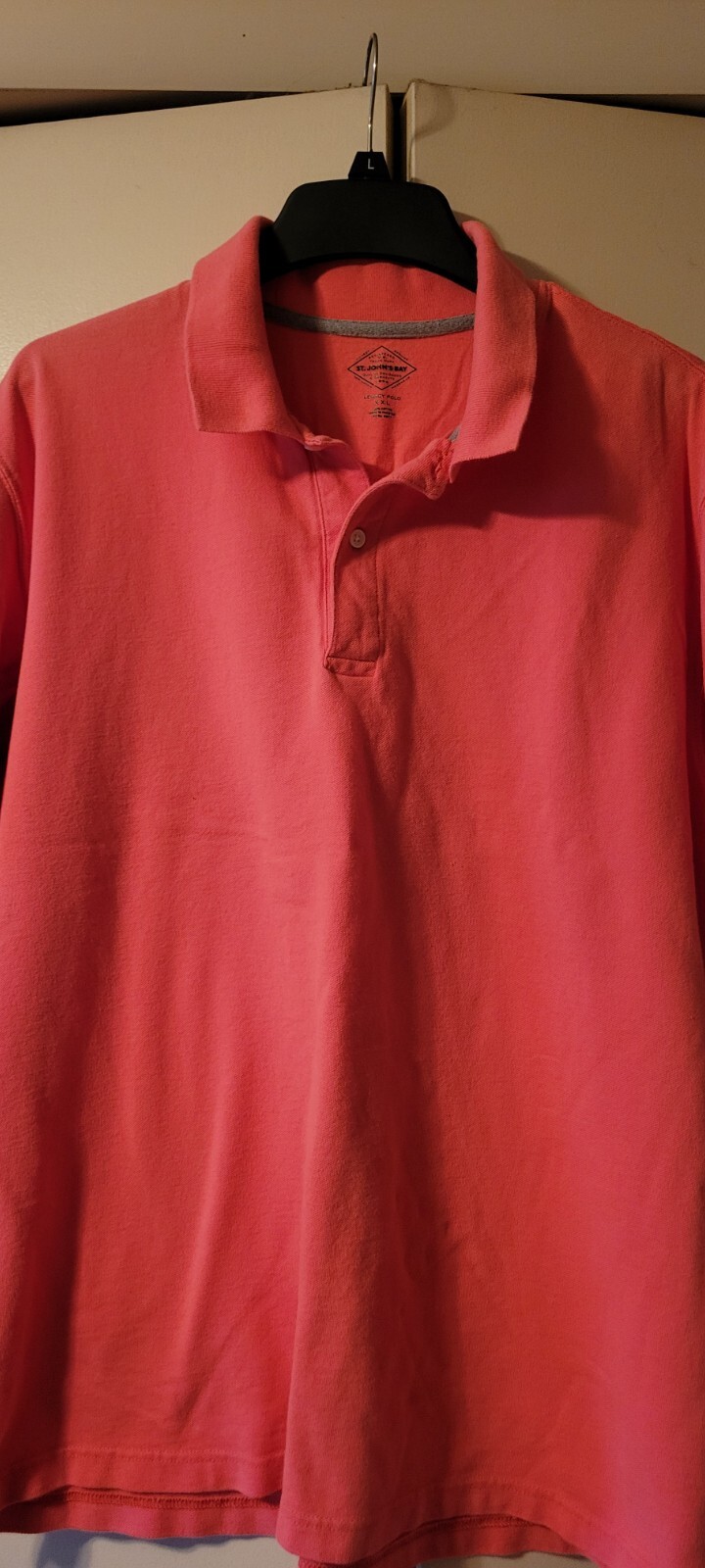 St Johns Bay XXL 2XL Mens Polo Shirt Short Sleeve Easy Care Pockets Pink Salmon gallery