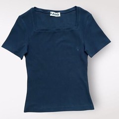 Fang Essential Square Neck Ribbed Tee Mens Size Small Black Basic