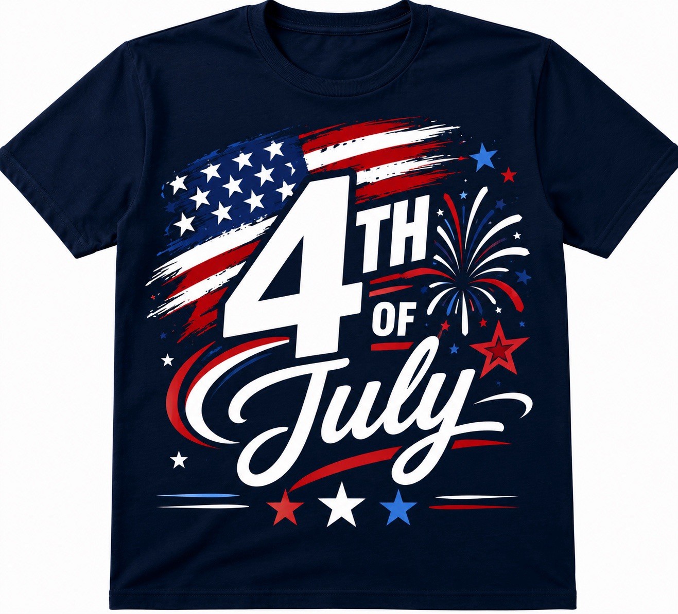 Men’s Navy Blue 4th of July Patriotic Graphic Print Crew Neck T-Shirt