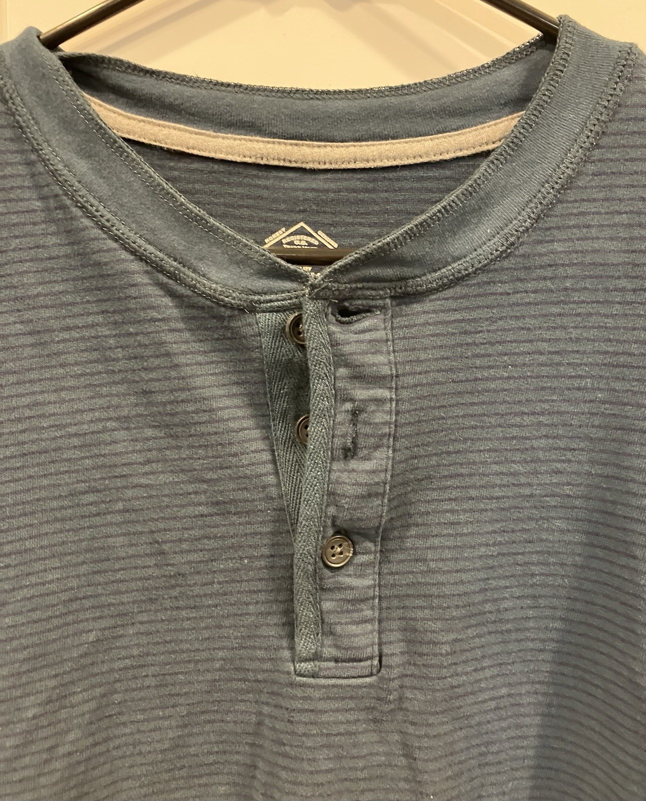 Men’s St Johns Bay Legacy Henley Striped Navy Long Sleeve L gallery