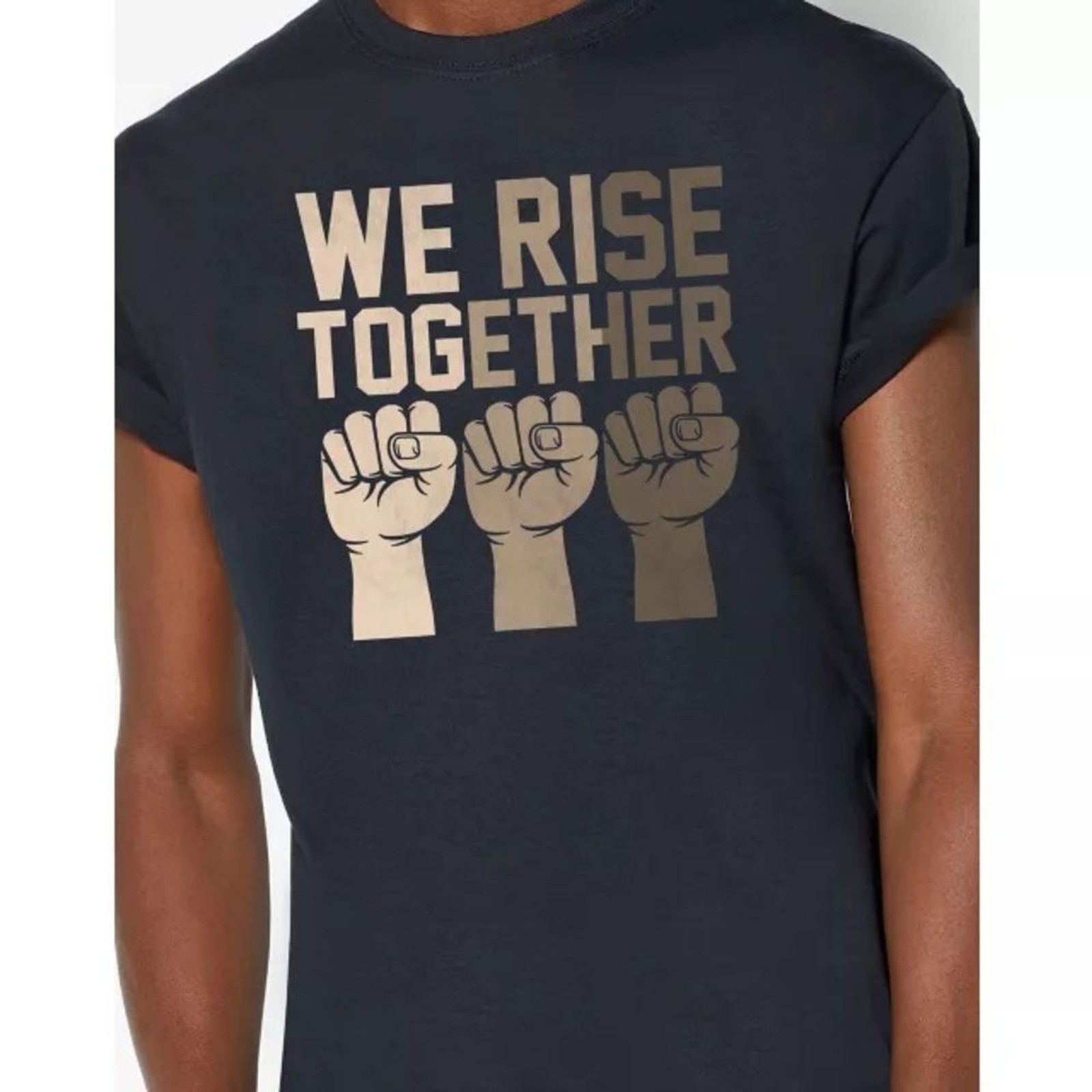 We Rise Together Black Graphic T-Shirt gallery