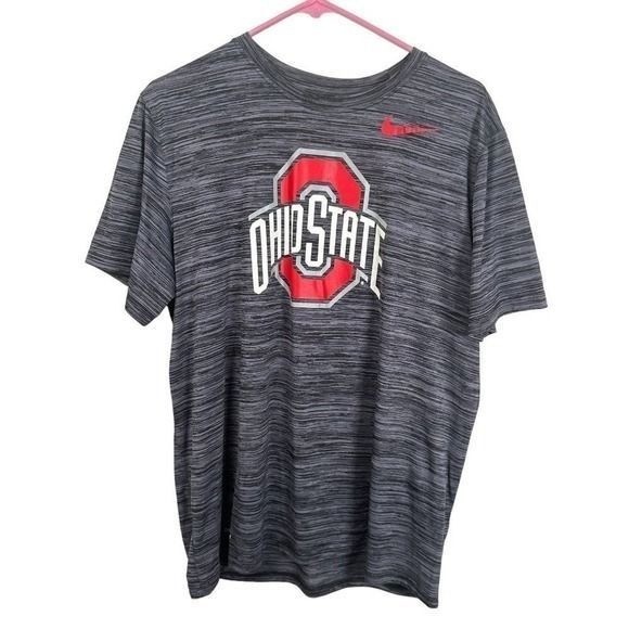 Nike Ohio State Buckeyes Dri-FIT Space Dye Gray T-Shirt Men’s Large OSU NCAA