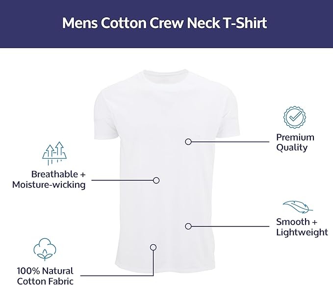 BILLIONHATS 6 Pack Mens Bulk Big Tall Short Sleeve Cotton Lightweight TShirt(XL) gallery