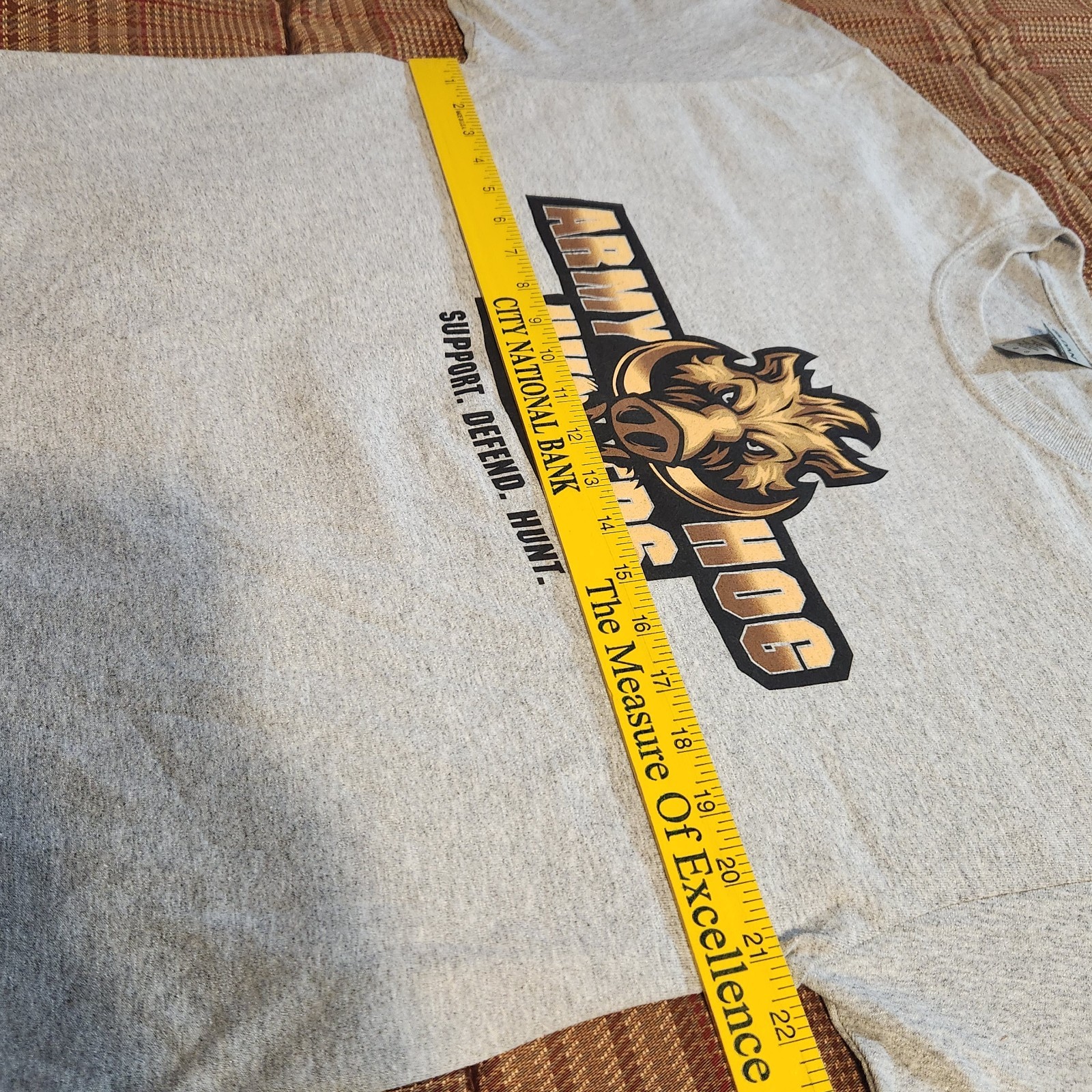 Army Hog Hunters Graphic T-Shirt Large Men Grey Double Sided Gildan Ultra Cotton gallery