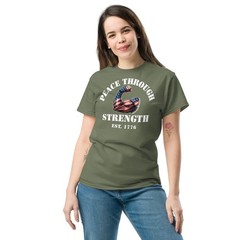Peace Through Strength Shirt | Patriotic American Flag Muscle Tee America 250