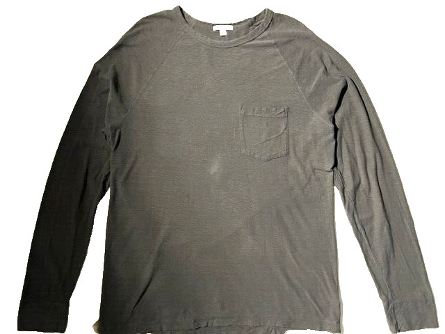 JAMES PERSE Standard Mens Charcoal Grey Cotton L/S Tee T-shirt sz 3 L Made USA gallery