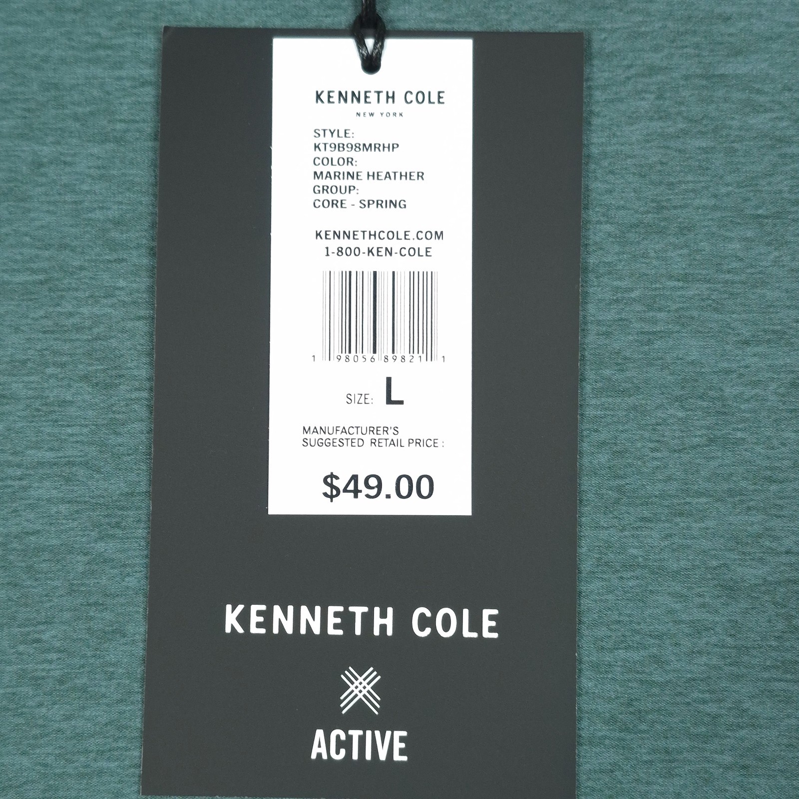 Kenneth Cole Tech Raglan Active Tee Shirt Sz L Marine Stretch Soft Curved Hem gallery