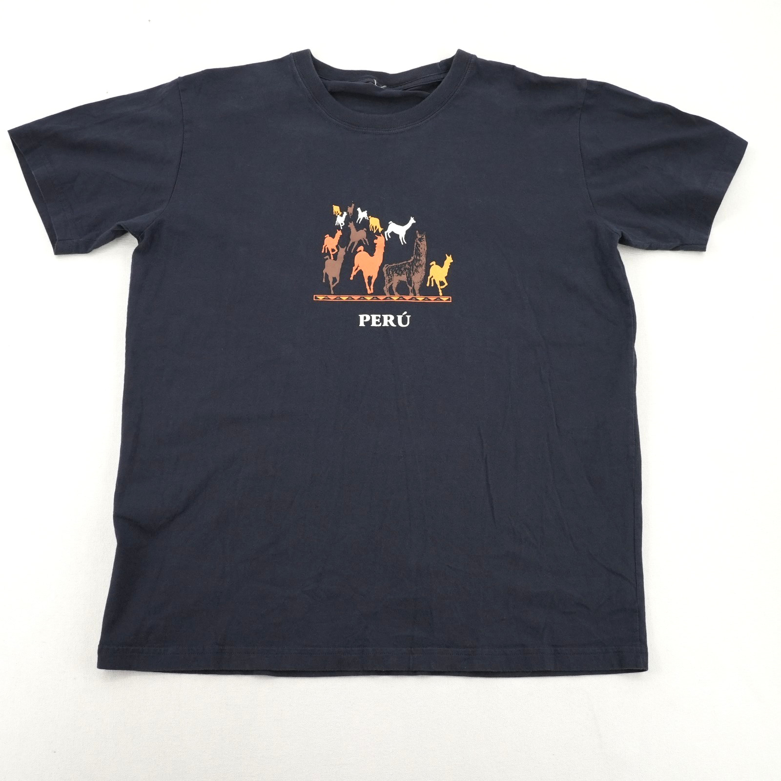 Llamas PERÚ Blue Graphic Crew Neck T-Shirt No Size