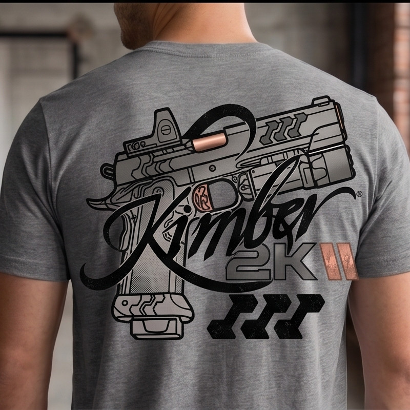 Custom 2KII Tactical Pistol T-Shirt - Grey Athletic Fit Tee - Premium Graphic gallery