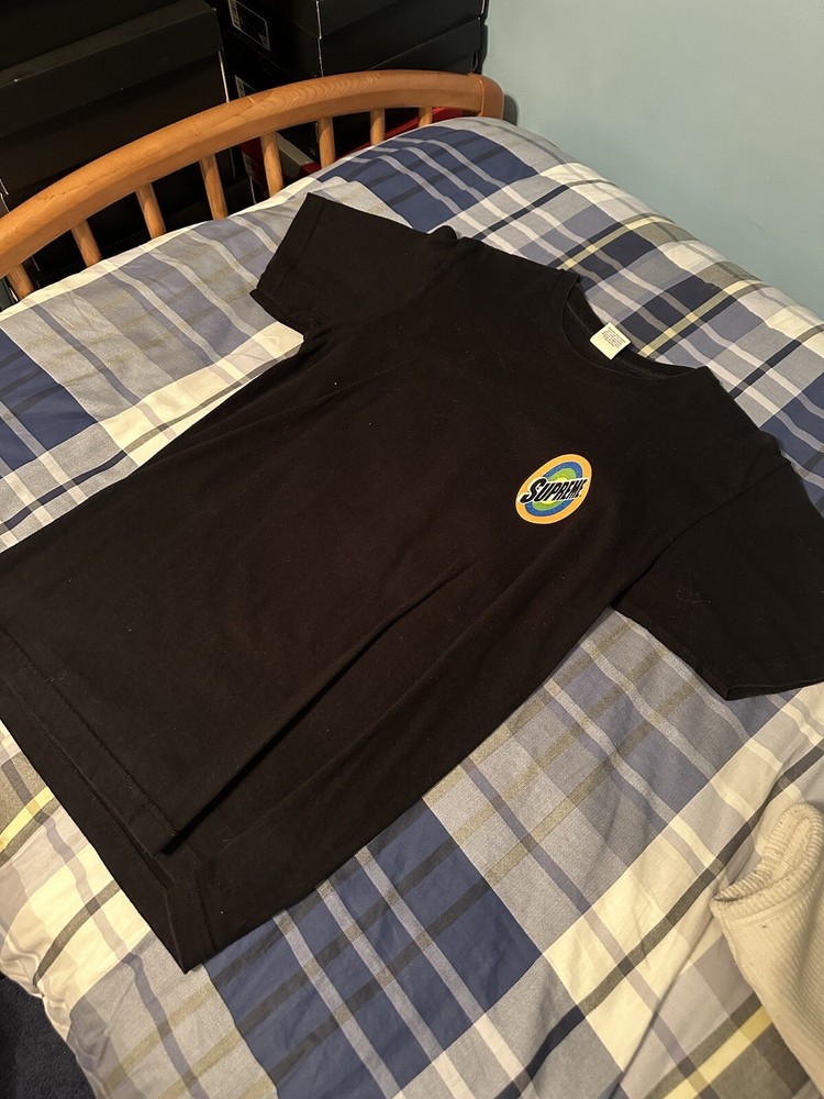 Size Medium – Men’s Supreme SS16 Spin Logo Black Shirt Tide Laundry Shout