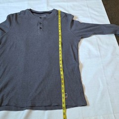 40 Grit By Duluth Tradong Gray Thermal Henley Waffleknit Shirt Size Medium