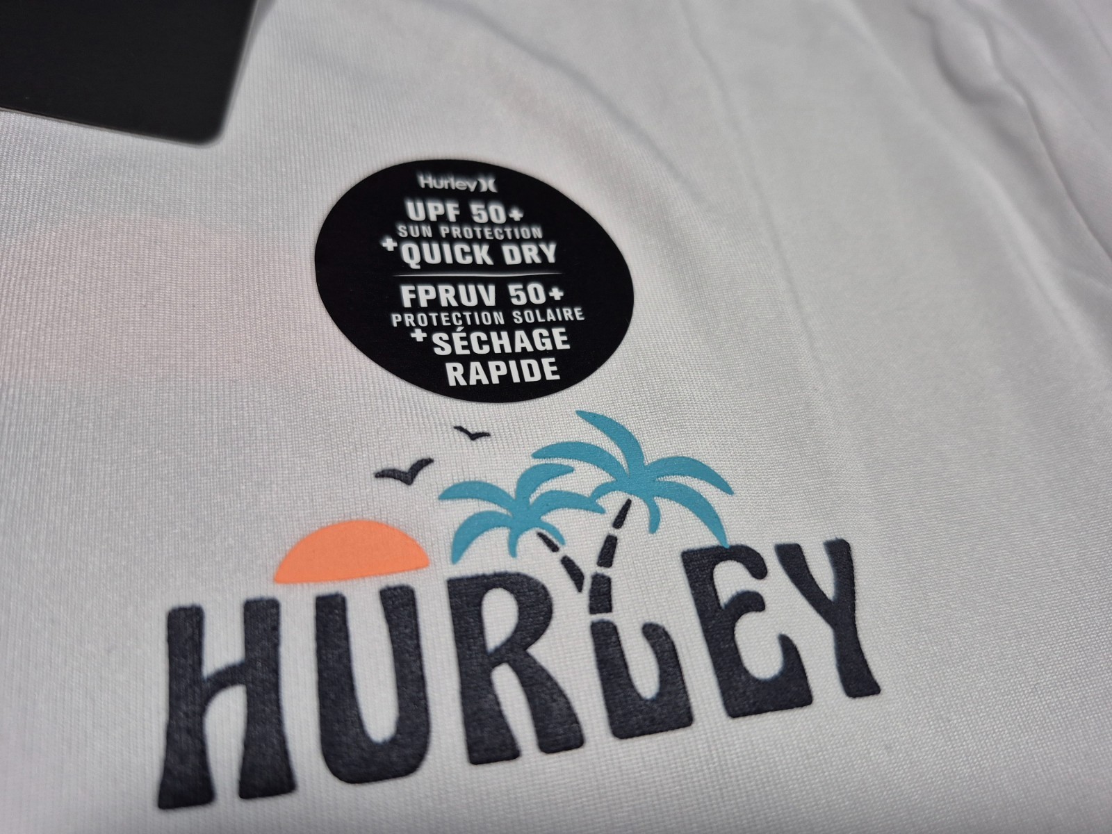 Hurley Mens Double Palm LS Polyester Summer Sunshirt White SZ Medium gallery