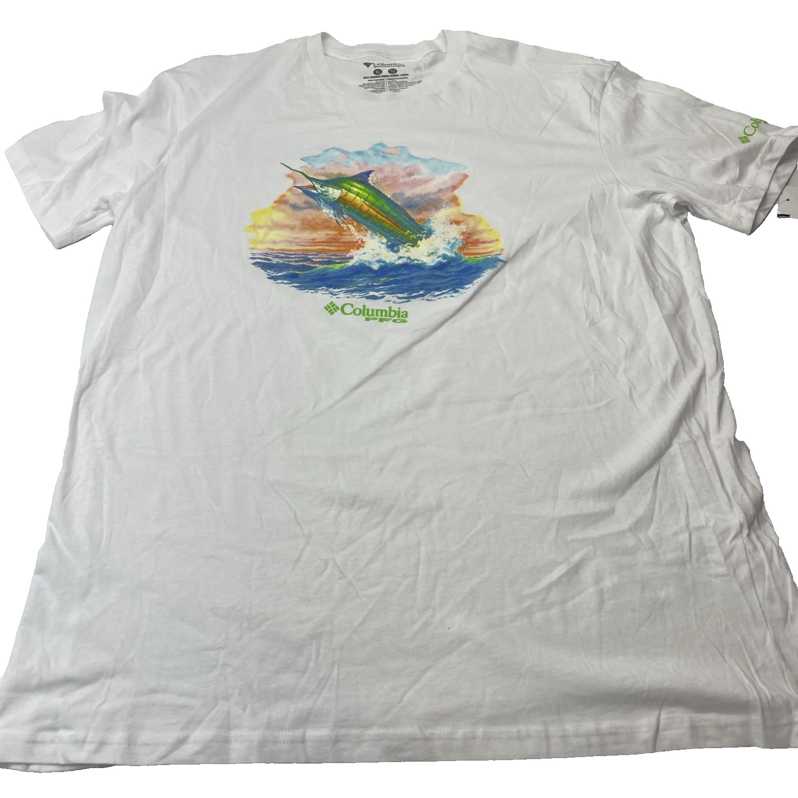 COLUMBIA SPORTWEAR Watercolor Sailfish T-Shirt Swordfish Marlin PFG White XL gallery