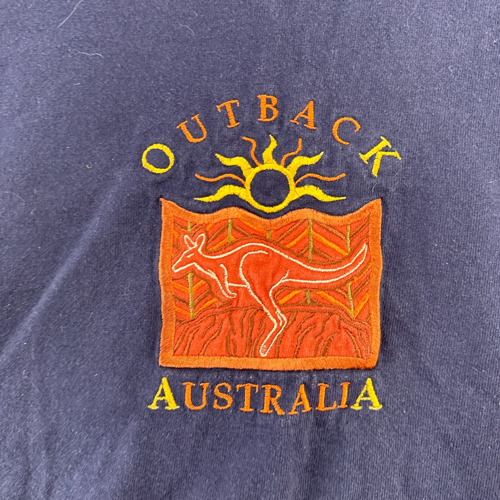 VTG Australia Outback Shirt Mens M Blue Kangaroo Embroidered Short Sleeve 90s gallery