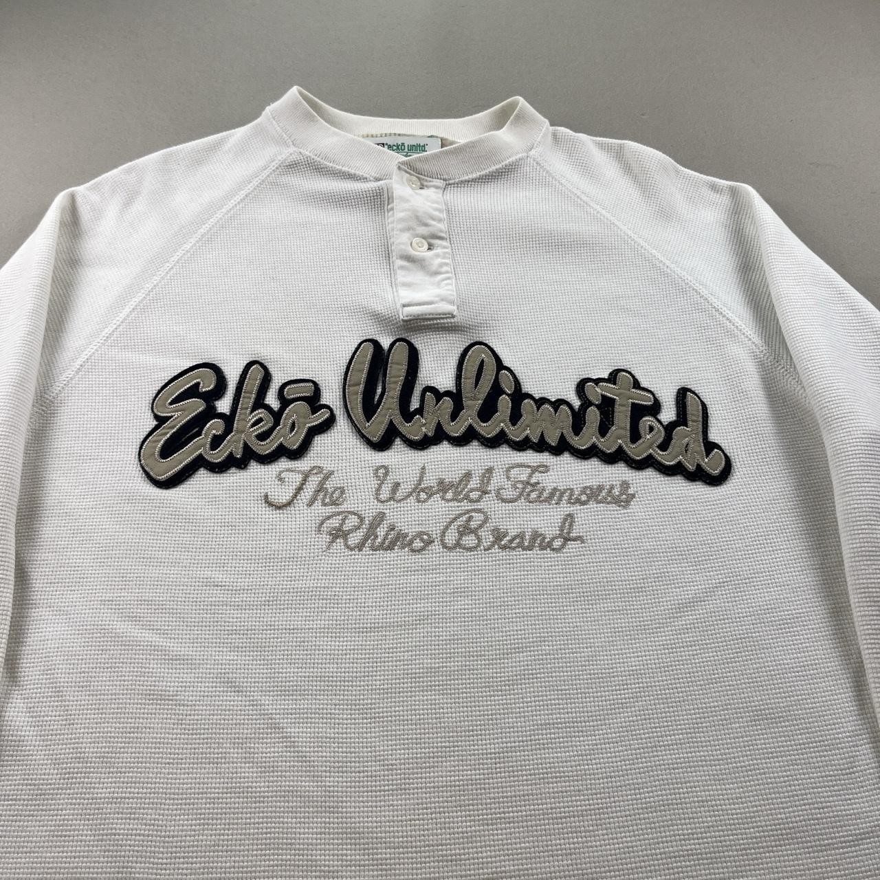 Vintage Ecko Unltd Thermal Shirt Henley Mens Medium White Waffle Knit Hip Hop gallery